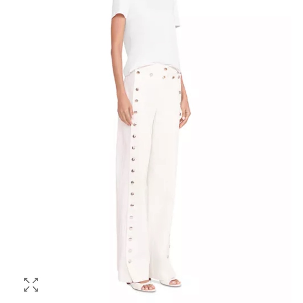 STAUD White Wide-Leg Pants with Button Detail NWTs Carter Pant